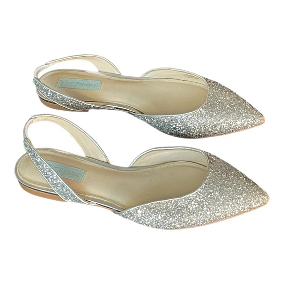 Blue By Betsey Johnson Mimi Slingback Wedding Evening Slip On Glitter Sandals - Picture 1 of 11